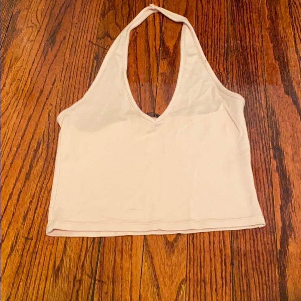 Light pink halter crop top